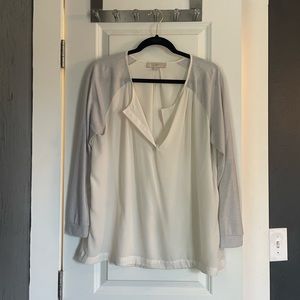 LOFT White and Grey Blouse